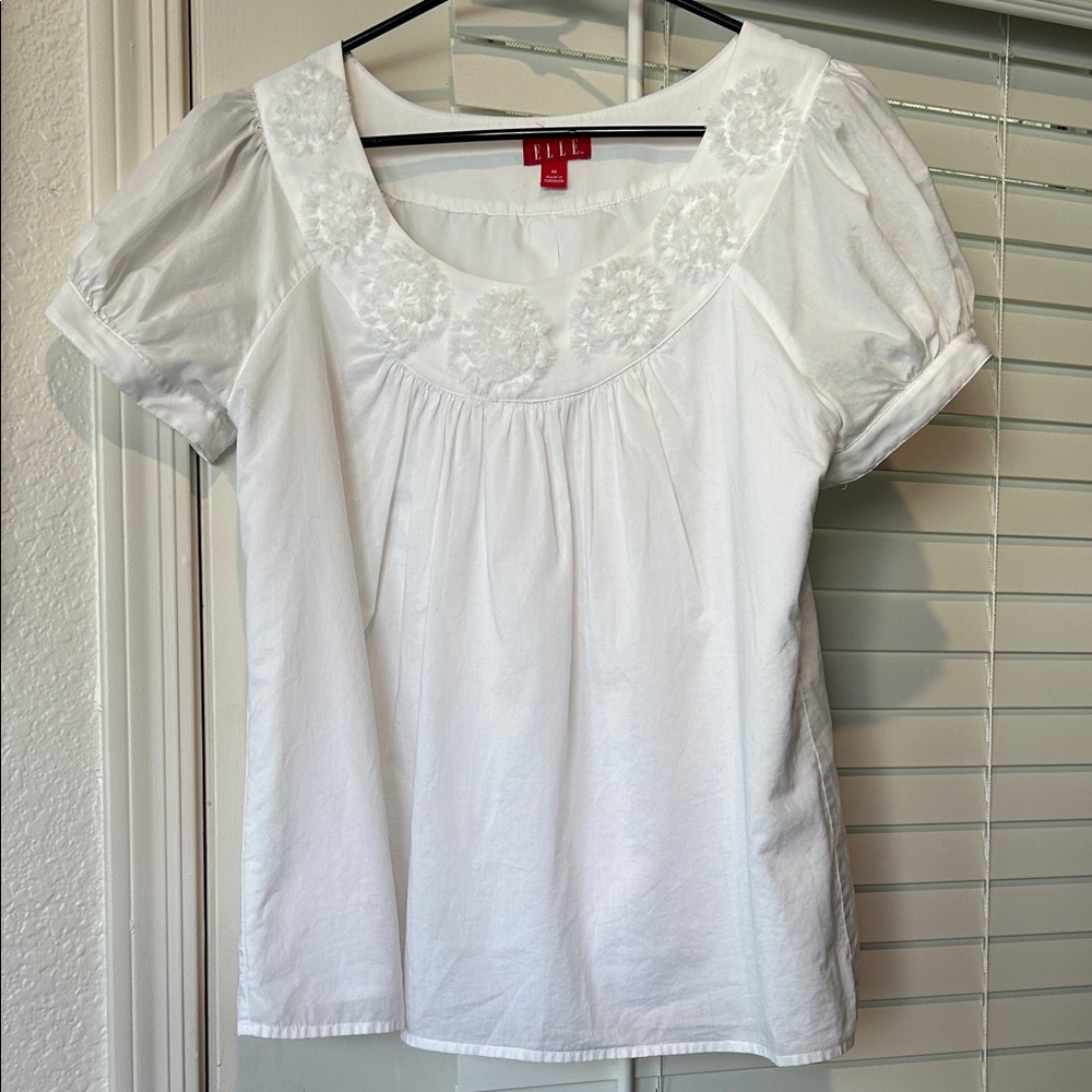 Elle Women's White Floral Blouse